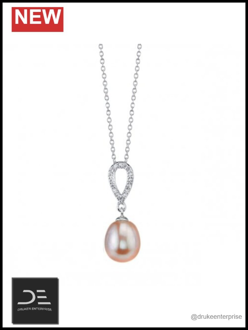 Genuine Cultured Freshwater Pearl Pendant Necklace in Sterling Silver